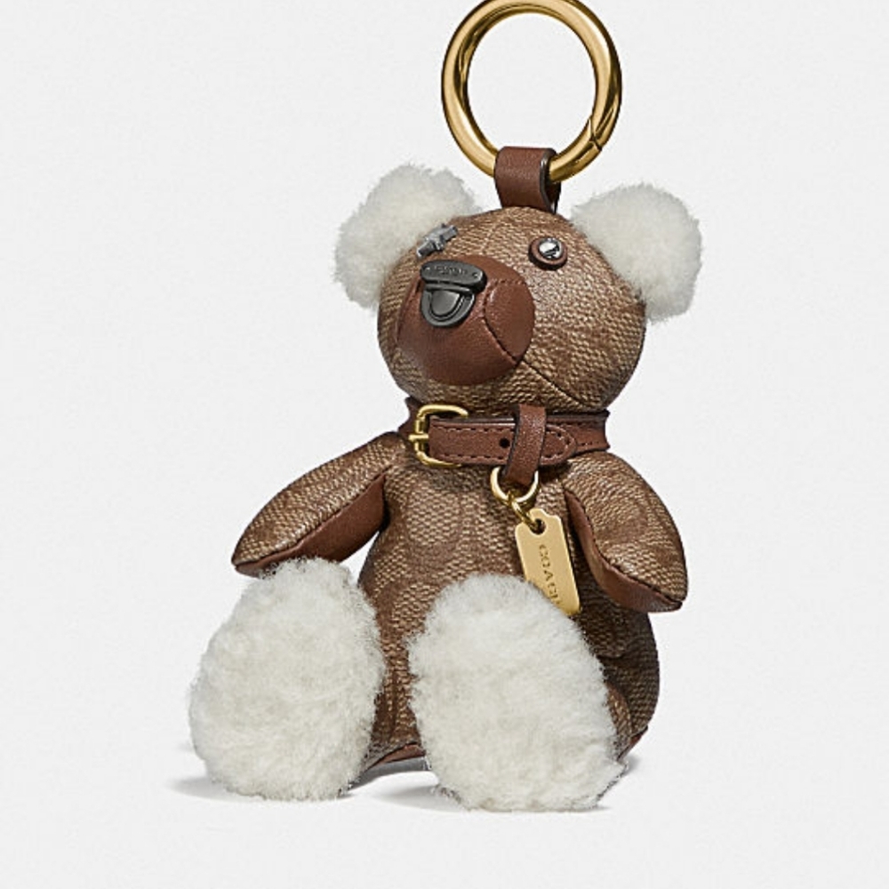 *Vintage/Retired* Coach Bear Bag Charm In Signature Canvas